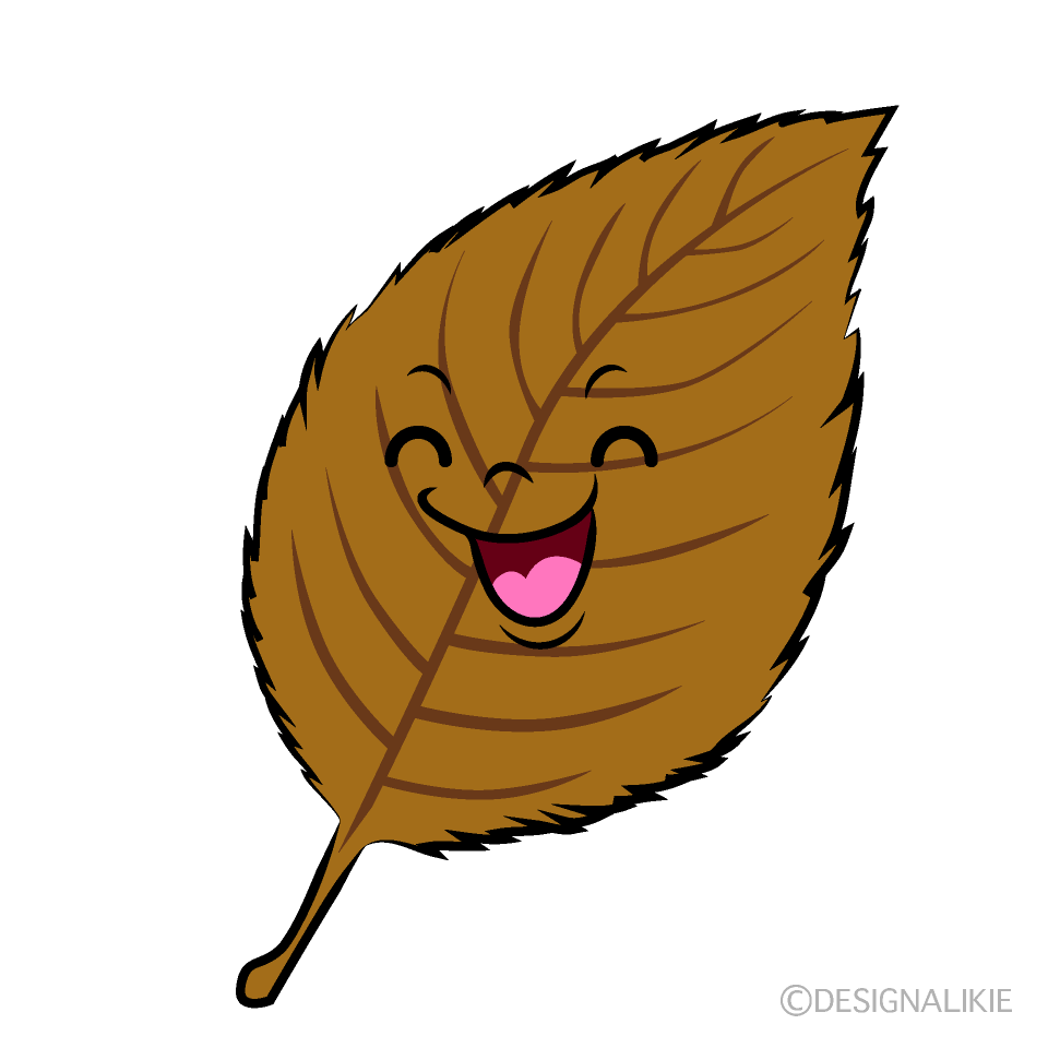かわいい笑顔の落ち葉イラスト