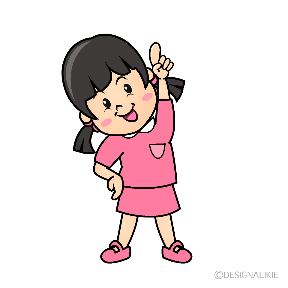 かわいい指差しする女の子イラスト