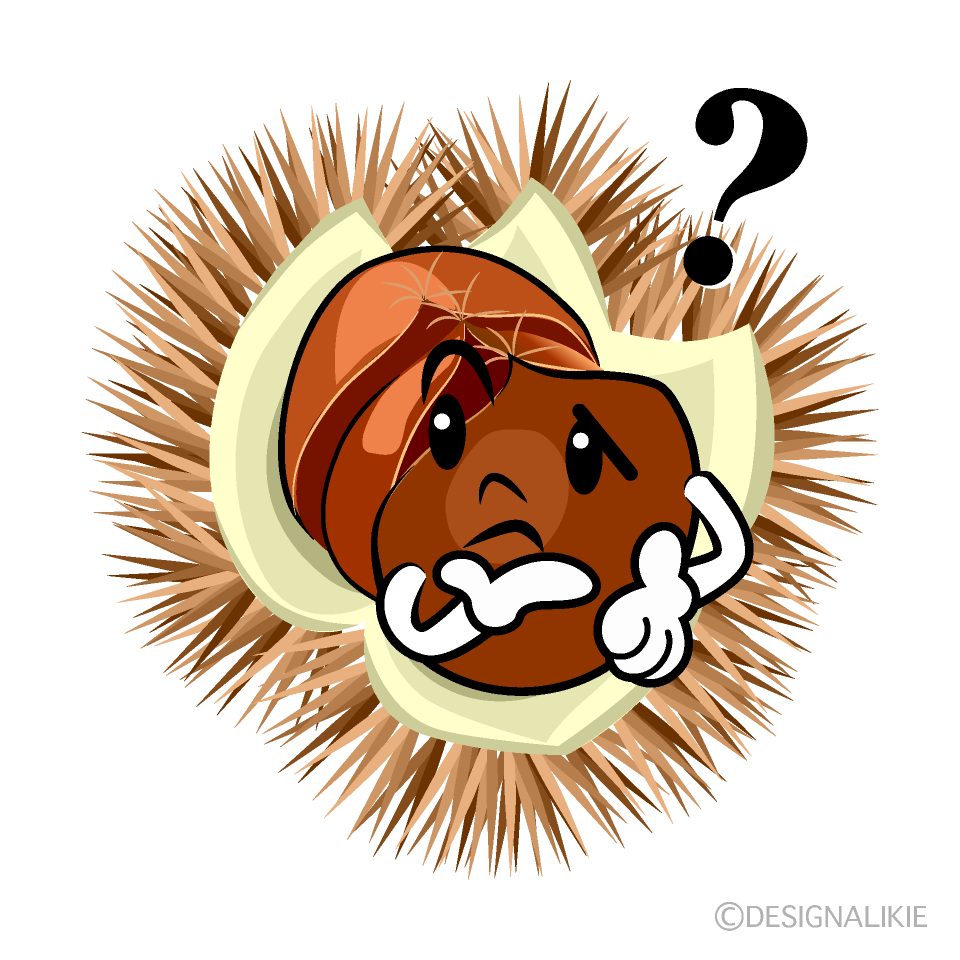 かわいい考えるいがぐりイラスト