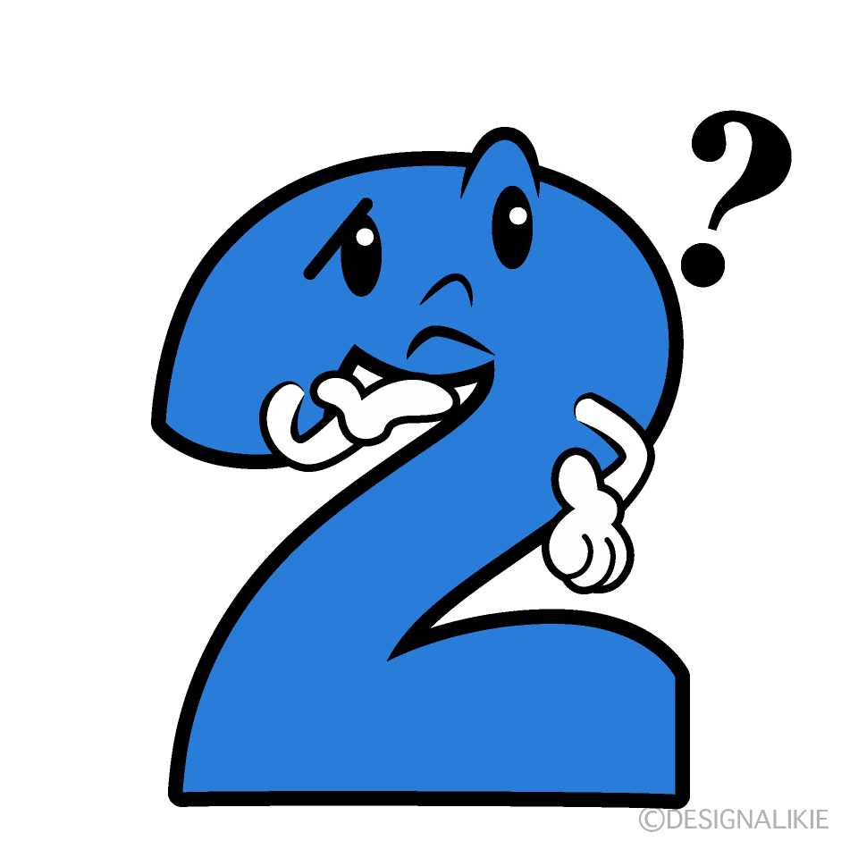 Cute Thinking Number 2 Clipart