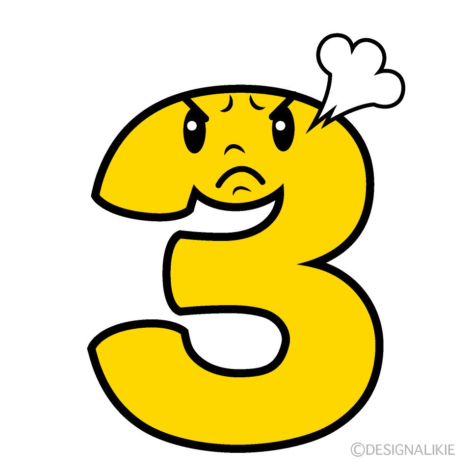 Cute Angry Number 3 Clipart