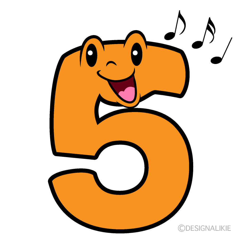 かわいい歌う5数字イラスト