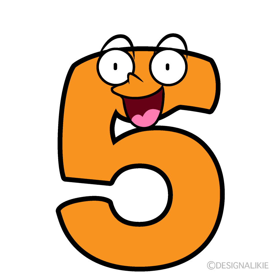かわいい驚く5数字イラスト