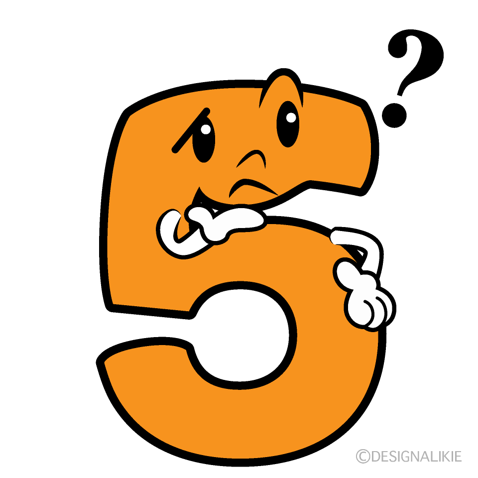 かわいい考える5数字イラスト