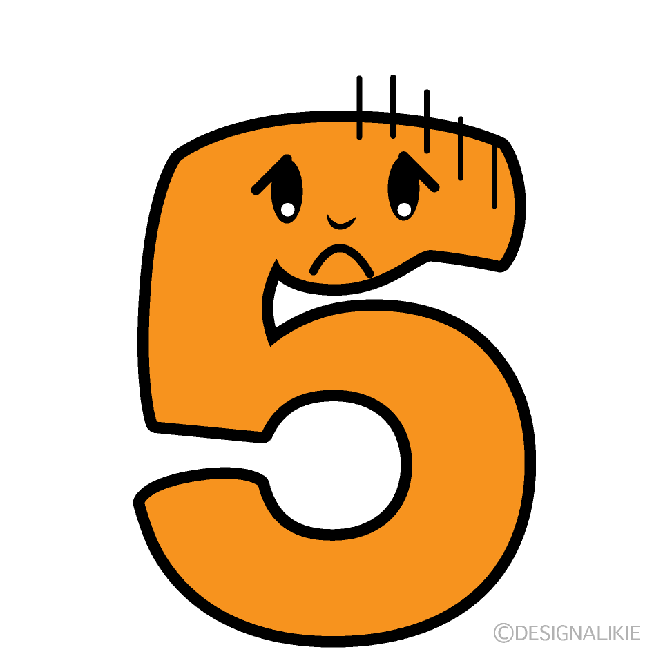 かわいい落ち込む5数字イラスト