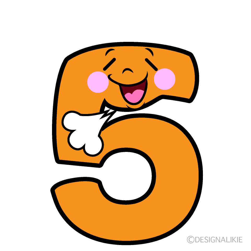 かわいいリラックスする5数字イラスト