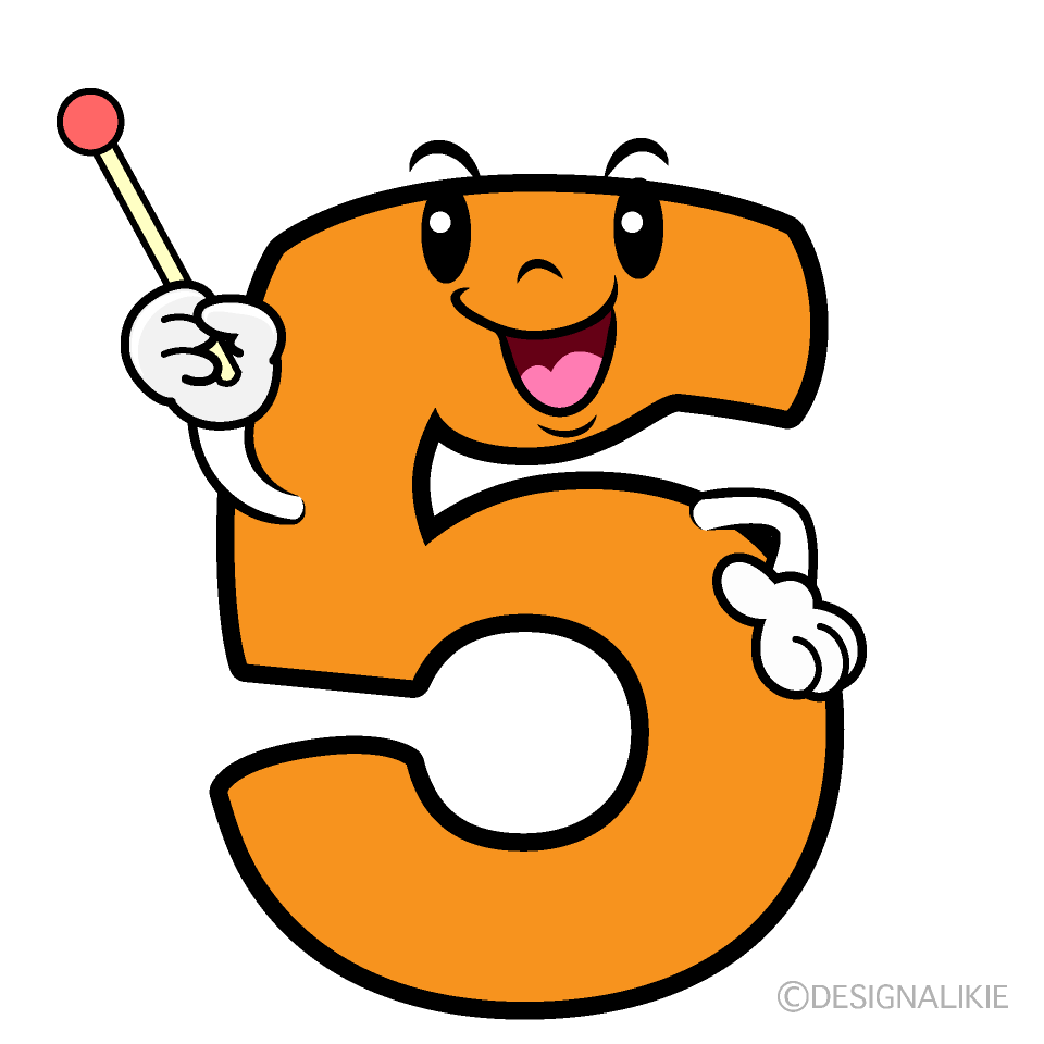 かわいい説明する5数字イラスト