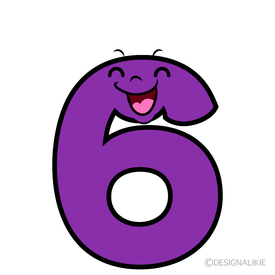 かわいい笑顔の6数字イラスト