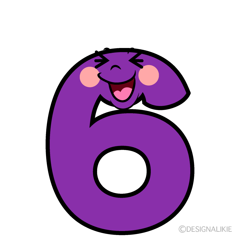 かわいい笑う6数字イラスト