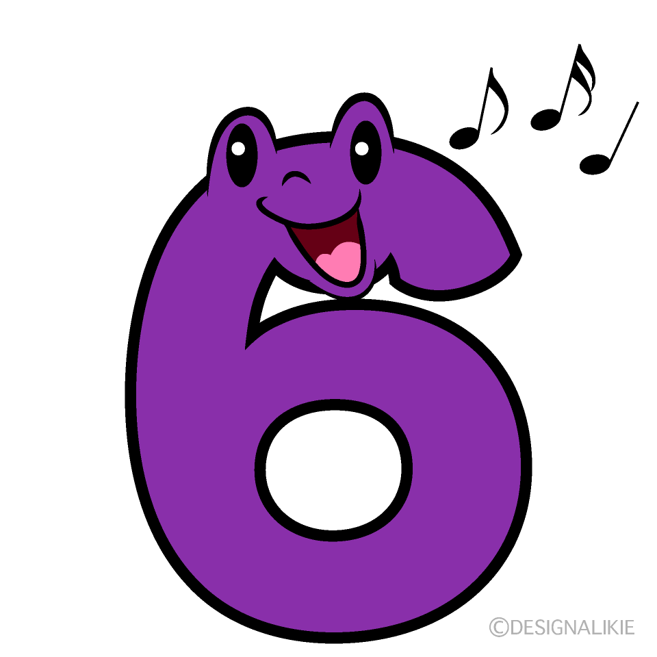 かわいい歌う6数字イラスト