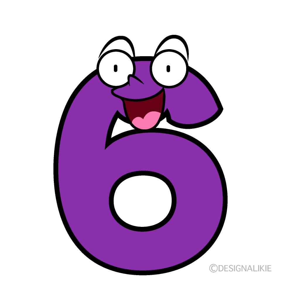 かわいい驚く6数字イラスト