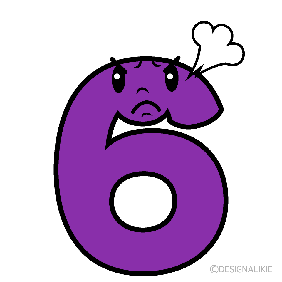 かわいい怒る6数字イラスト