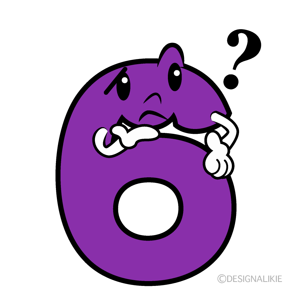 かわいい考える6数字イラスト