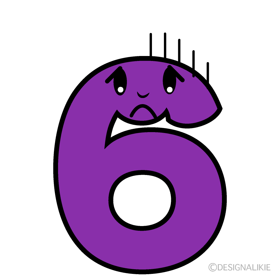 Cute Depressed Number 6 Clipart