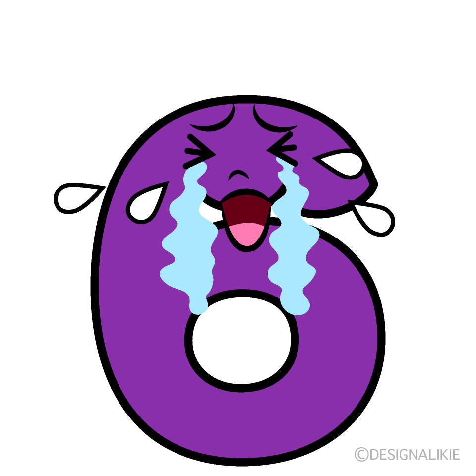 かわいい泣く6数字イラスト