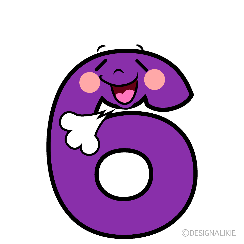 かわいいリラックスする6数字イラスト