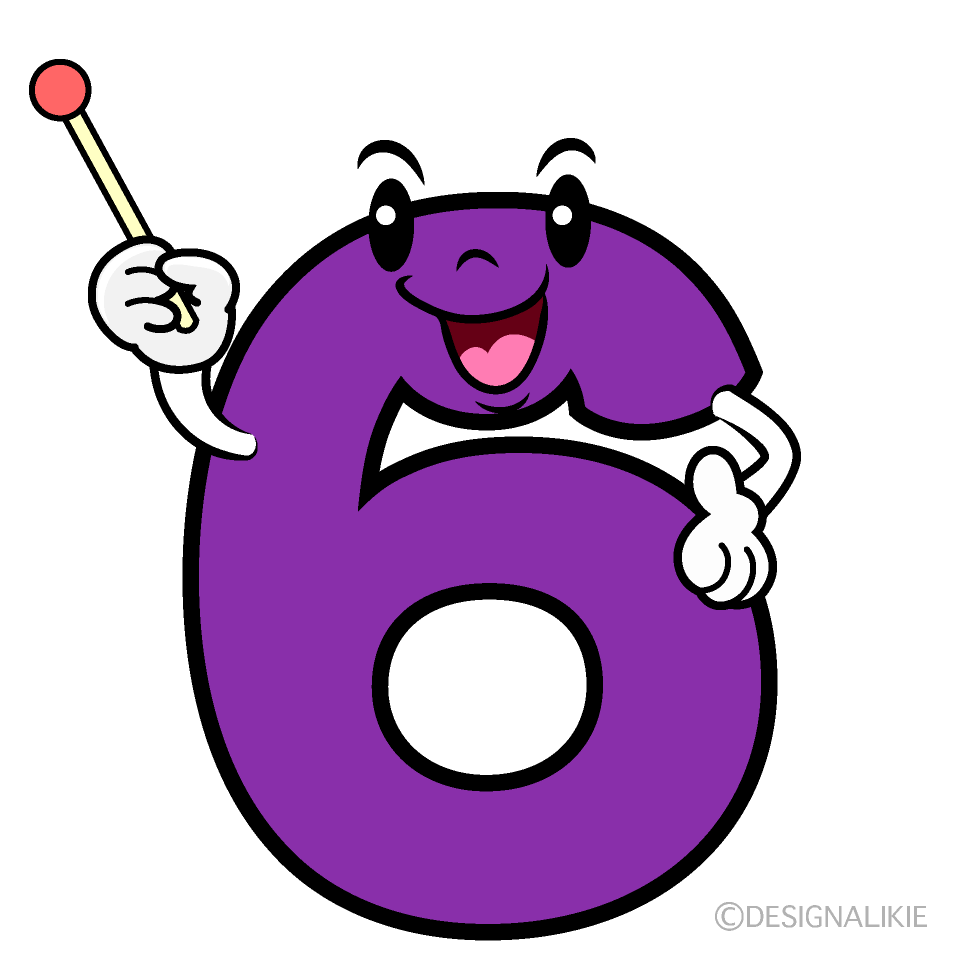 かわいい説明する6数字イラスト