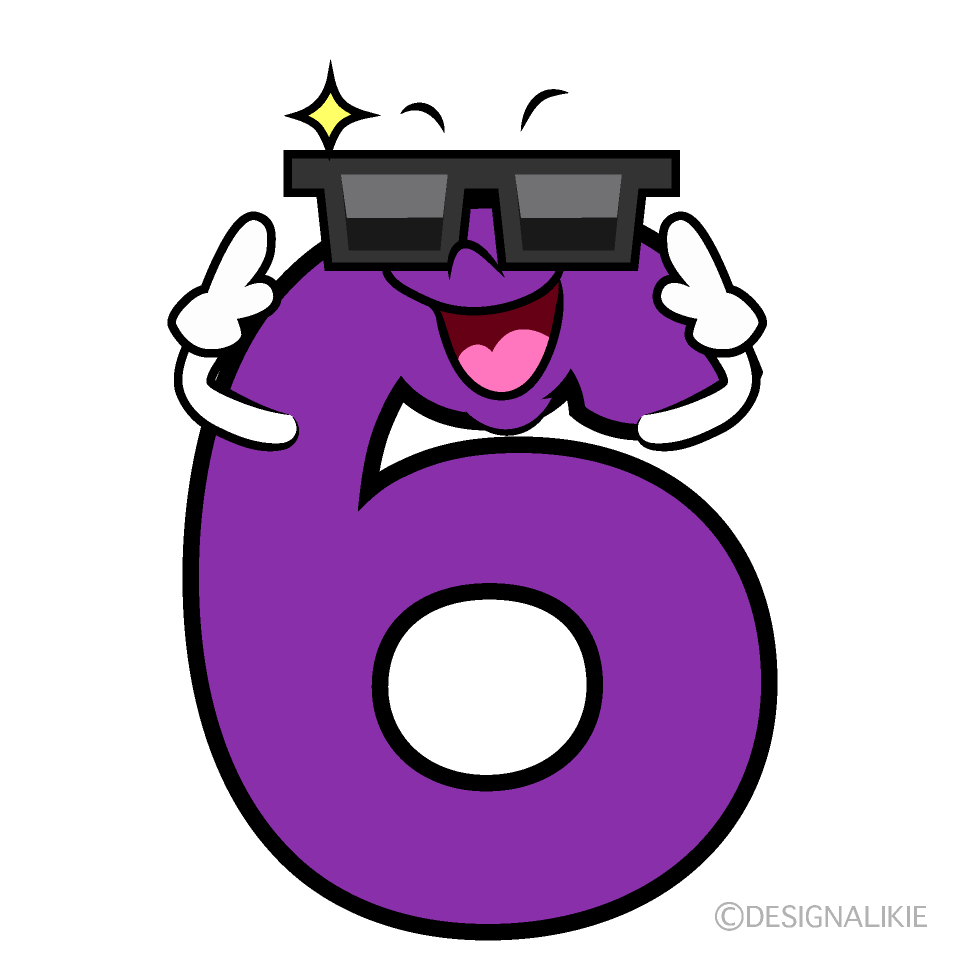 Cute Bowing Number 6 Clipart