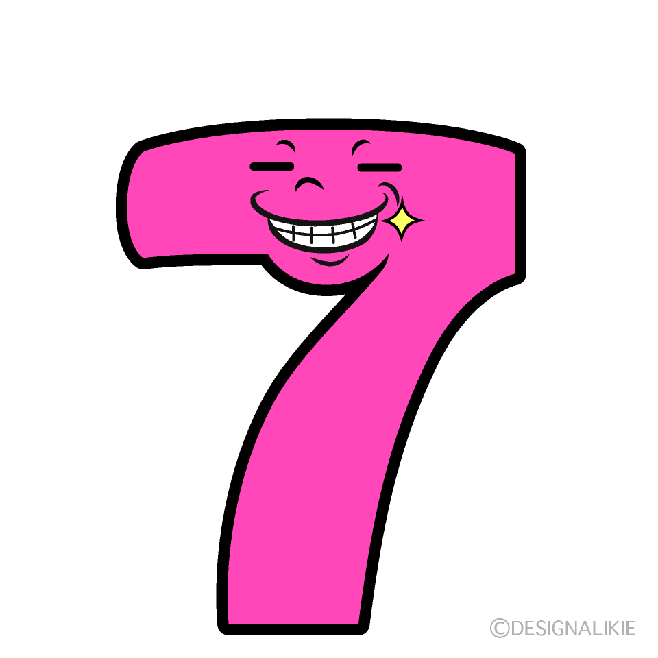 かわいいニヤリの7数字イラスト