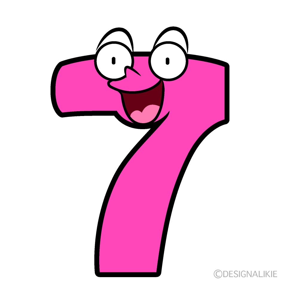 かわいい驚く7数字イラスト