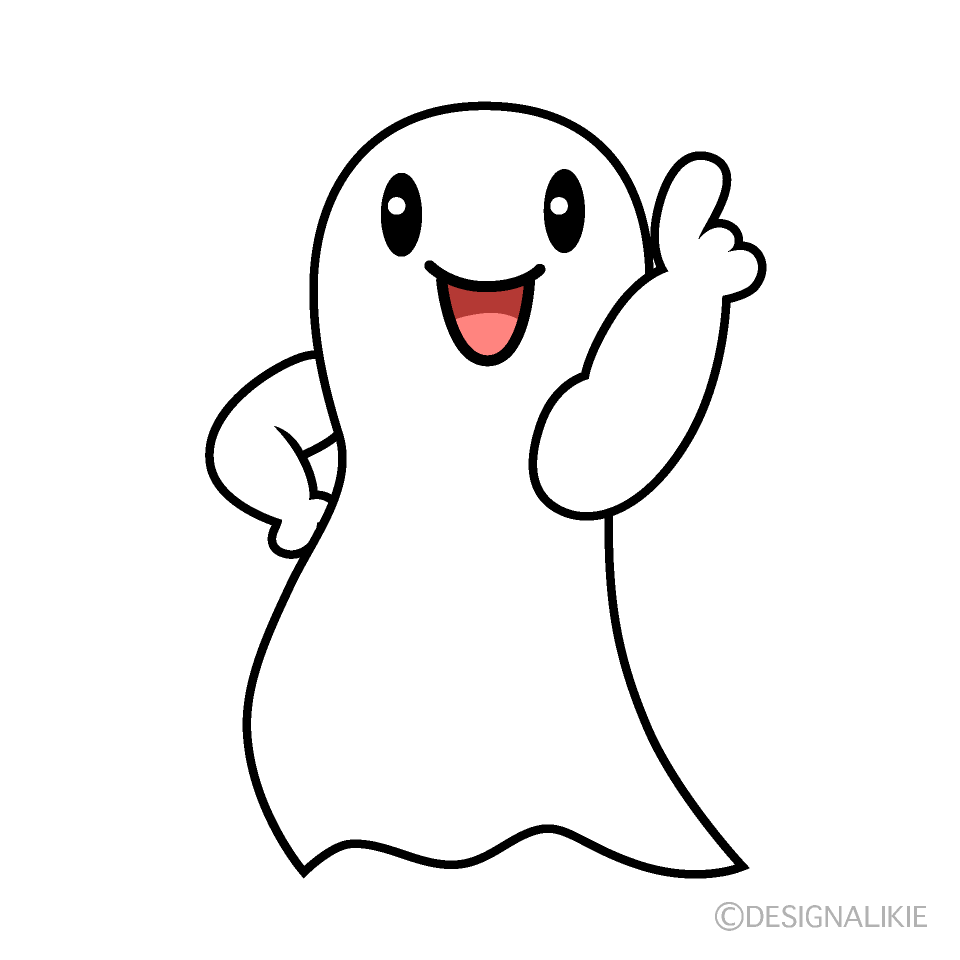 かわいい指差しするオバケイラスト