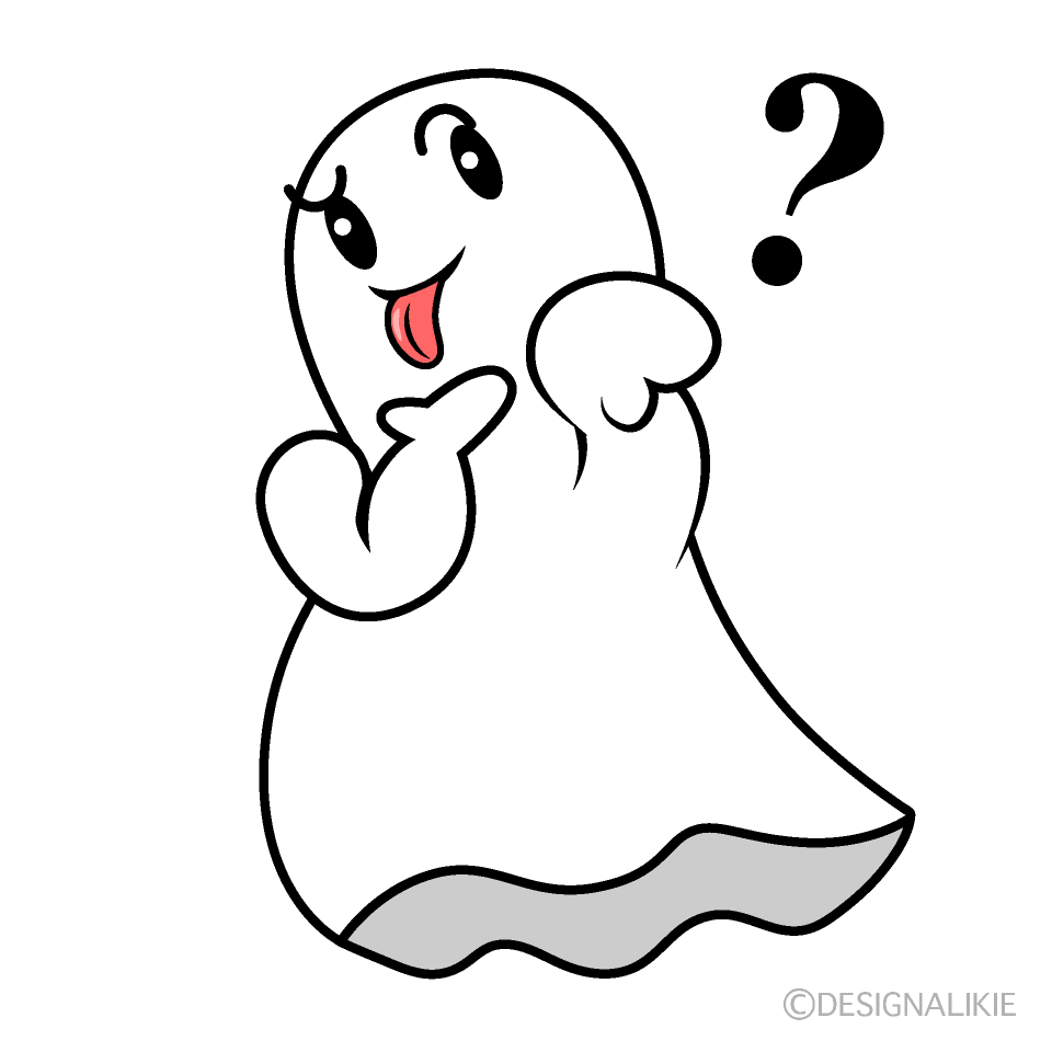 かわいい考えるオバケイラスト