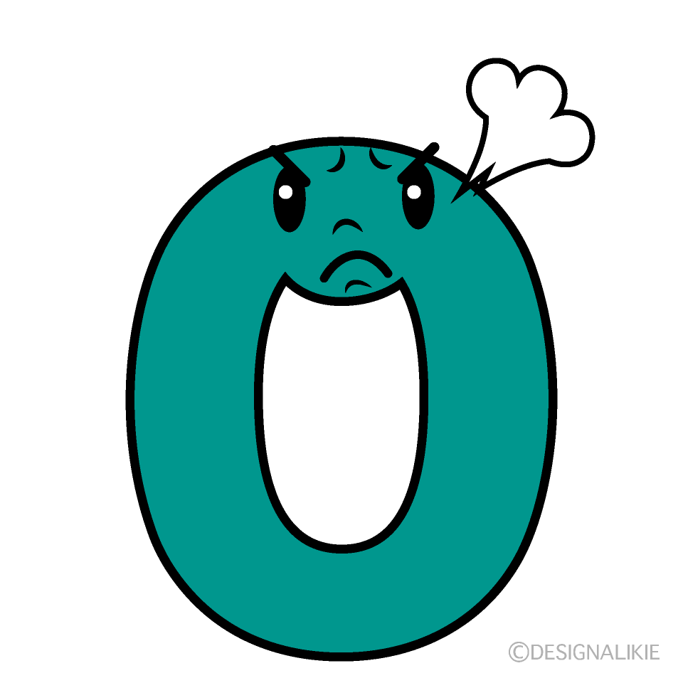 かわいい怒る0数字イラスト