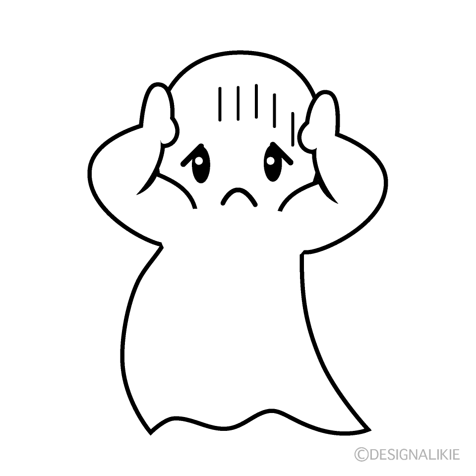 かわいい落ち込むオバケイラスト