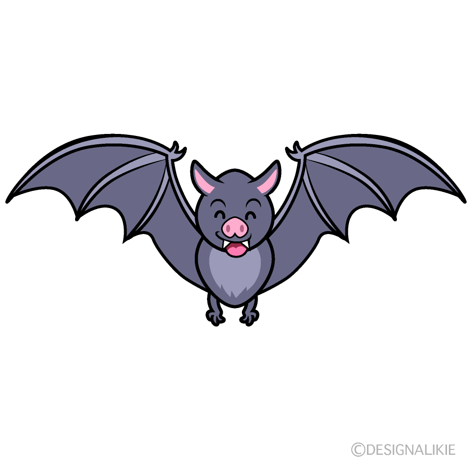 かわいい笑顔のコウモリイラスト
