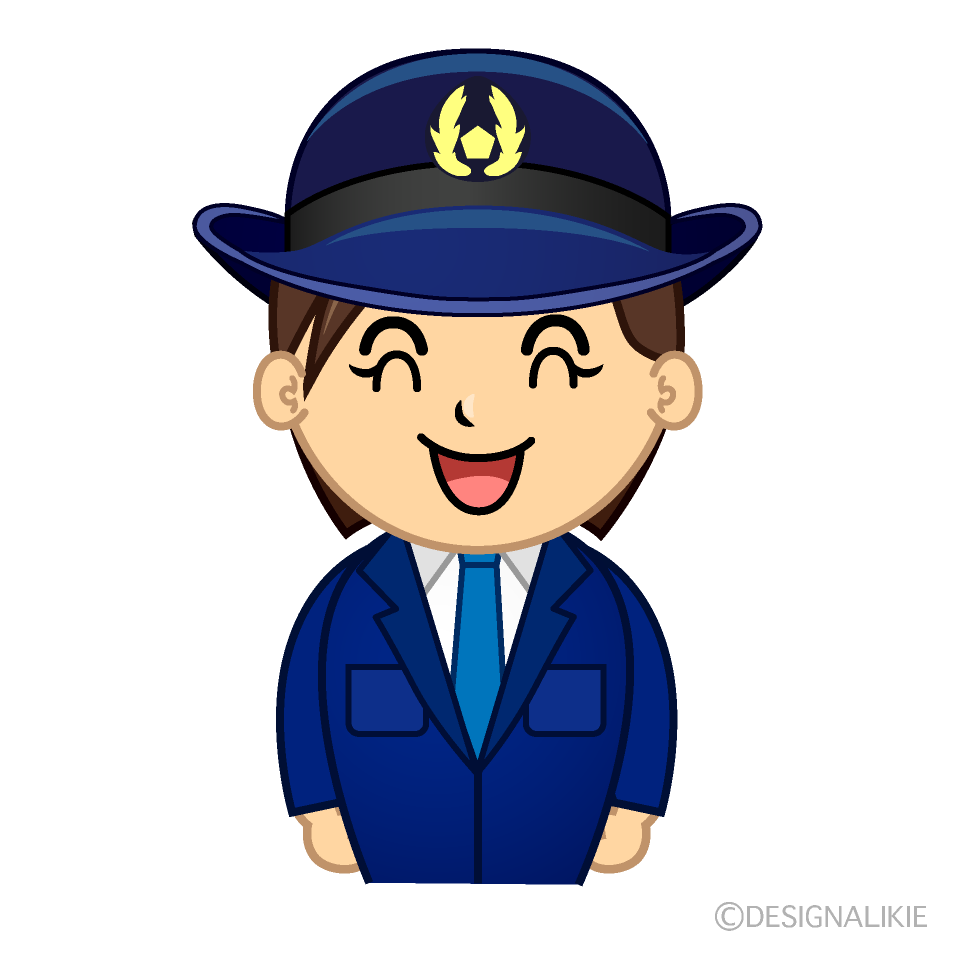 かわいい笑顔の女性警官イラスト