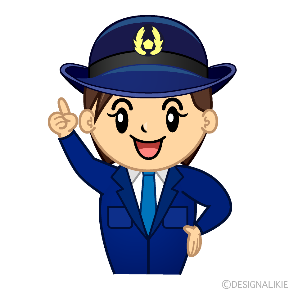 かわいい指差す女性警官イラスト