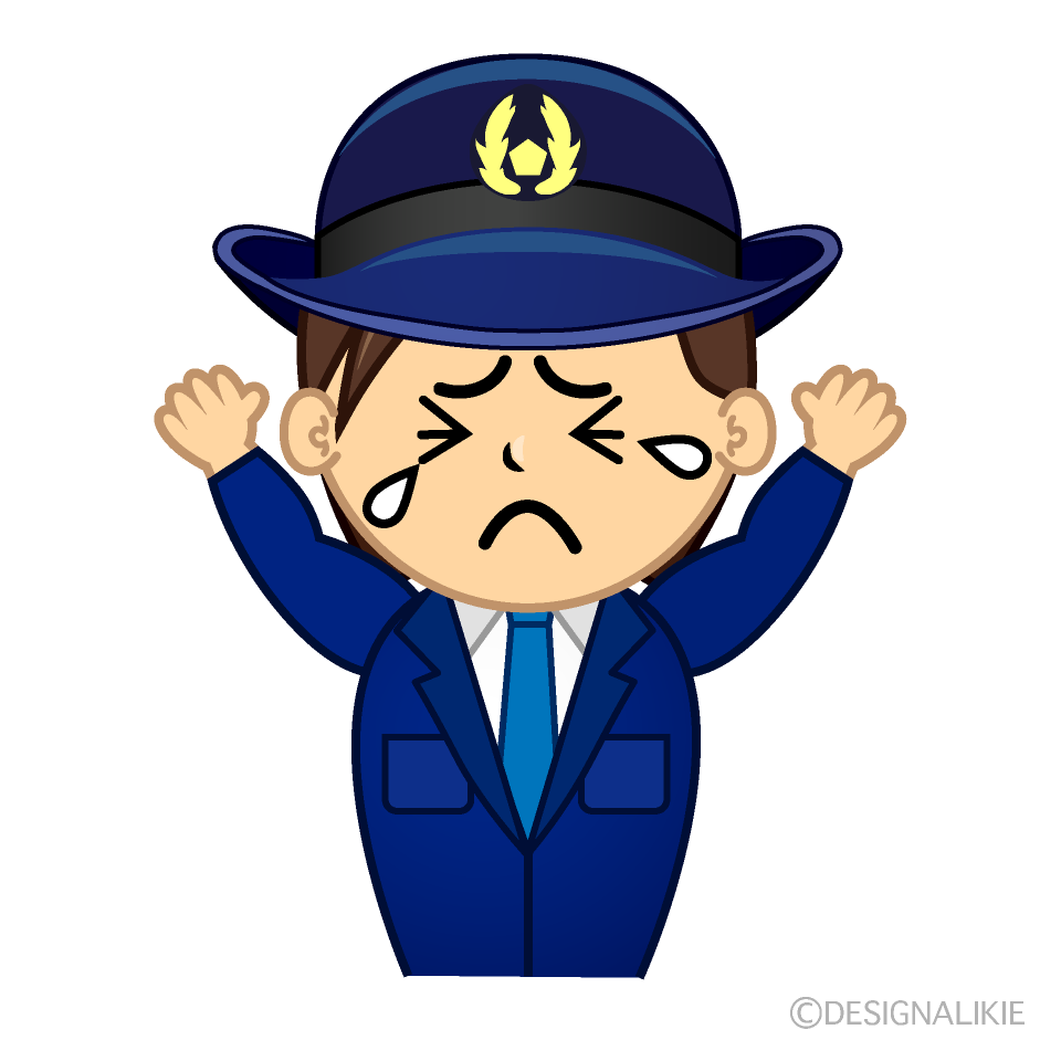 かわいい泣く女性警官イラスト