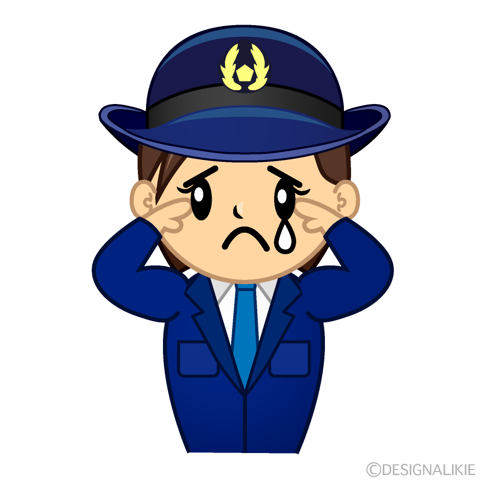 かわいい悲しい女性警官イラスト