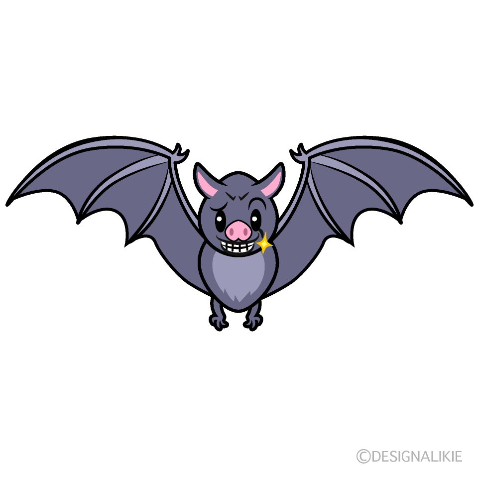 かわいいニヤリとするコウモリイラスト