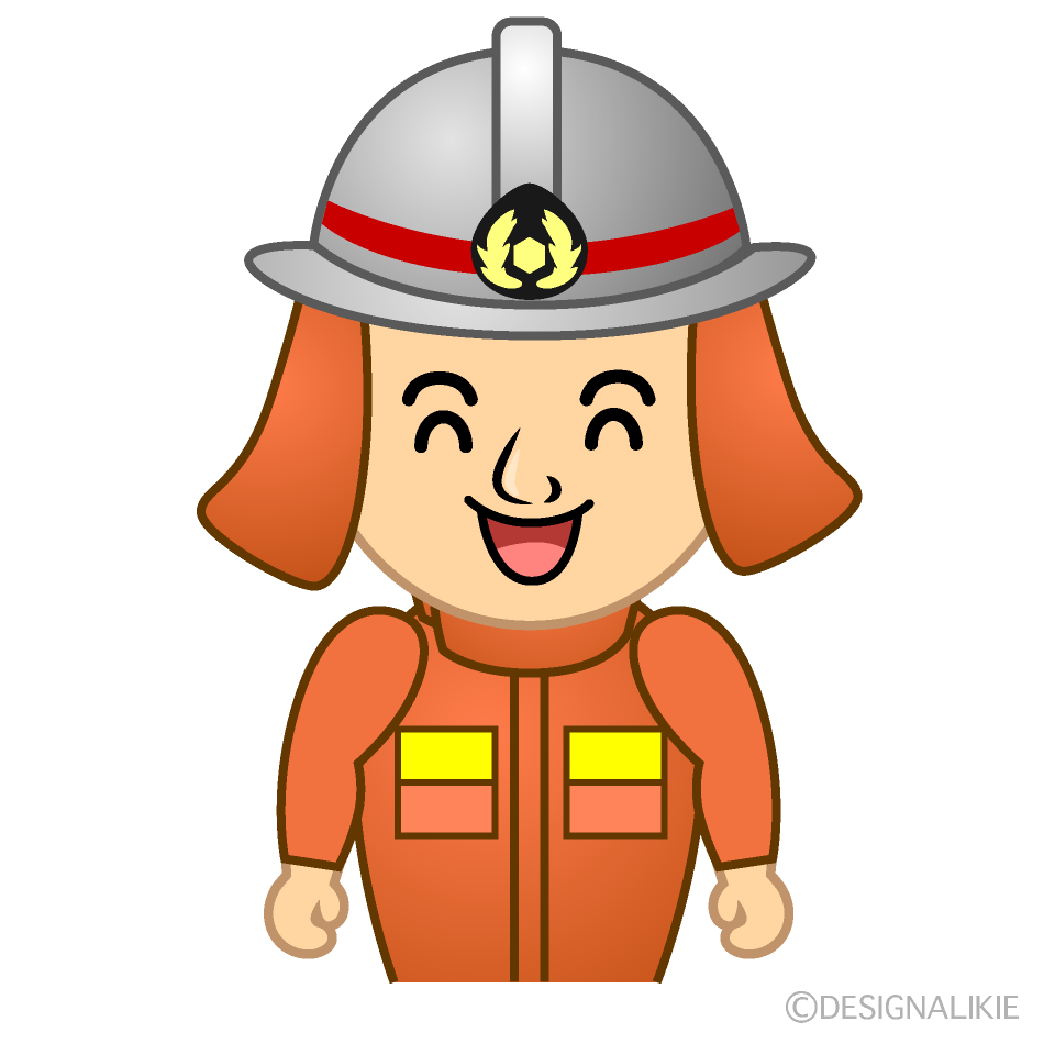 かわいい笑顔の消防士イラスト