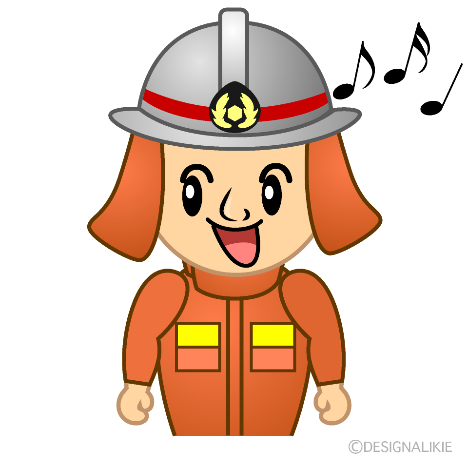 かわいい歌う消防士イラスト