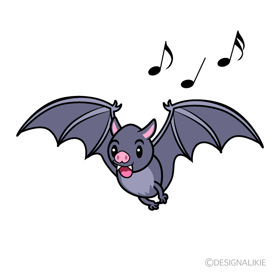かわいい歌うコウモリイラスト