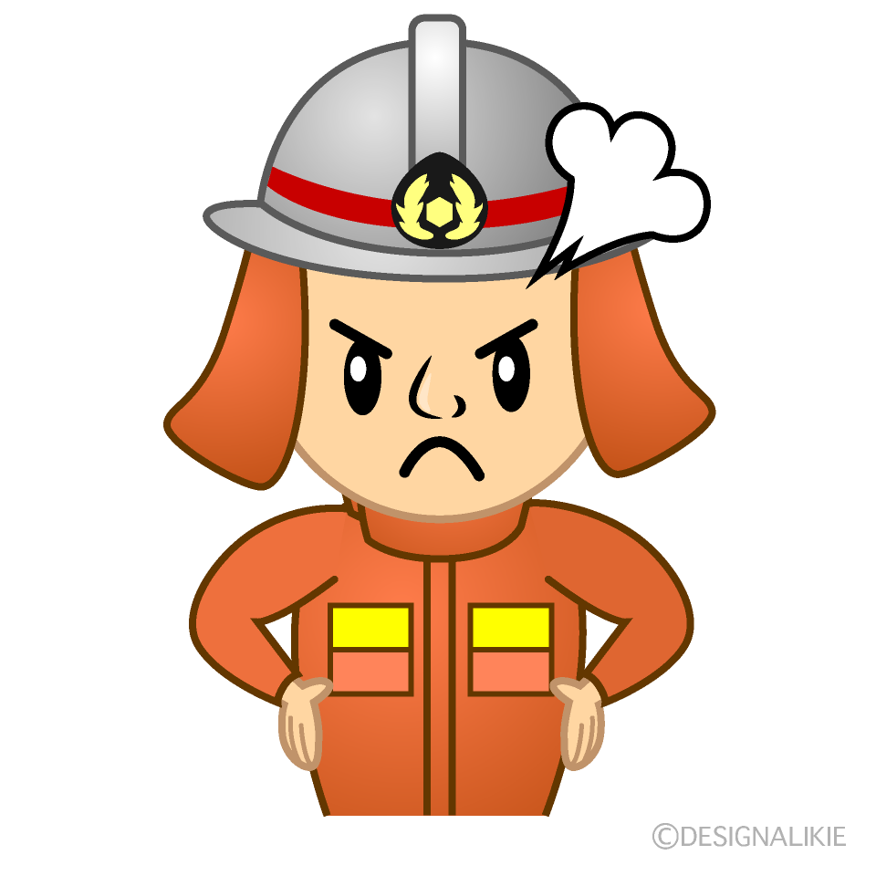 かわいい怒る消防士イラスト