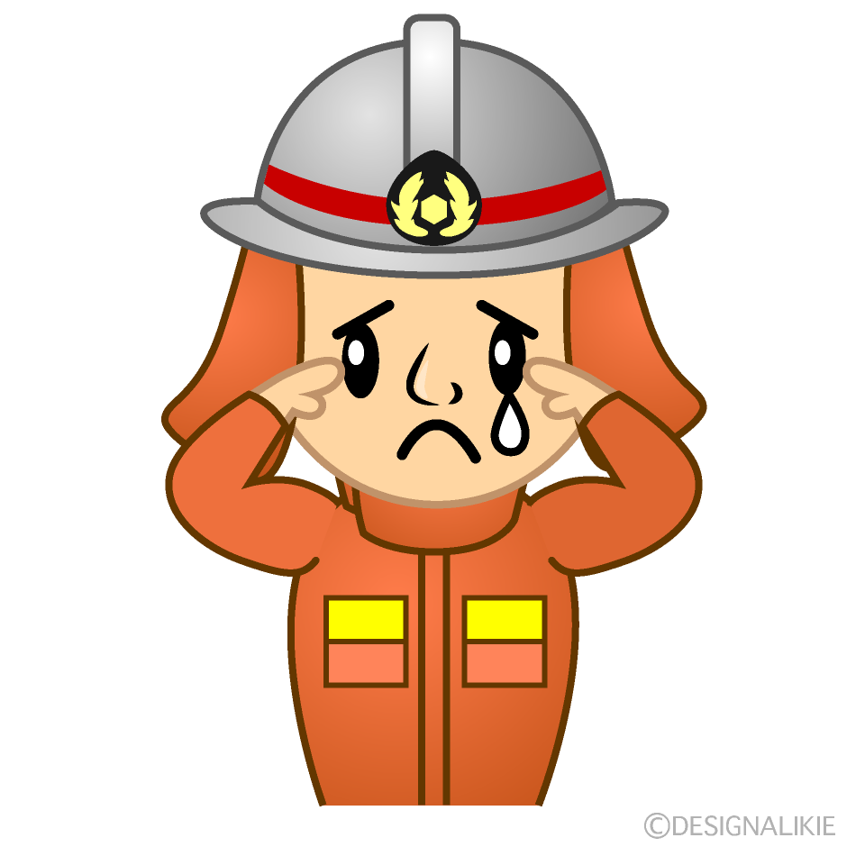 かわいい悲しい消防士イラスト