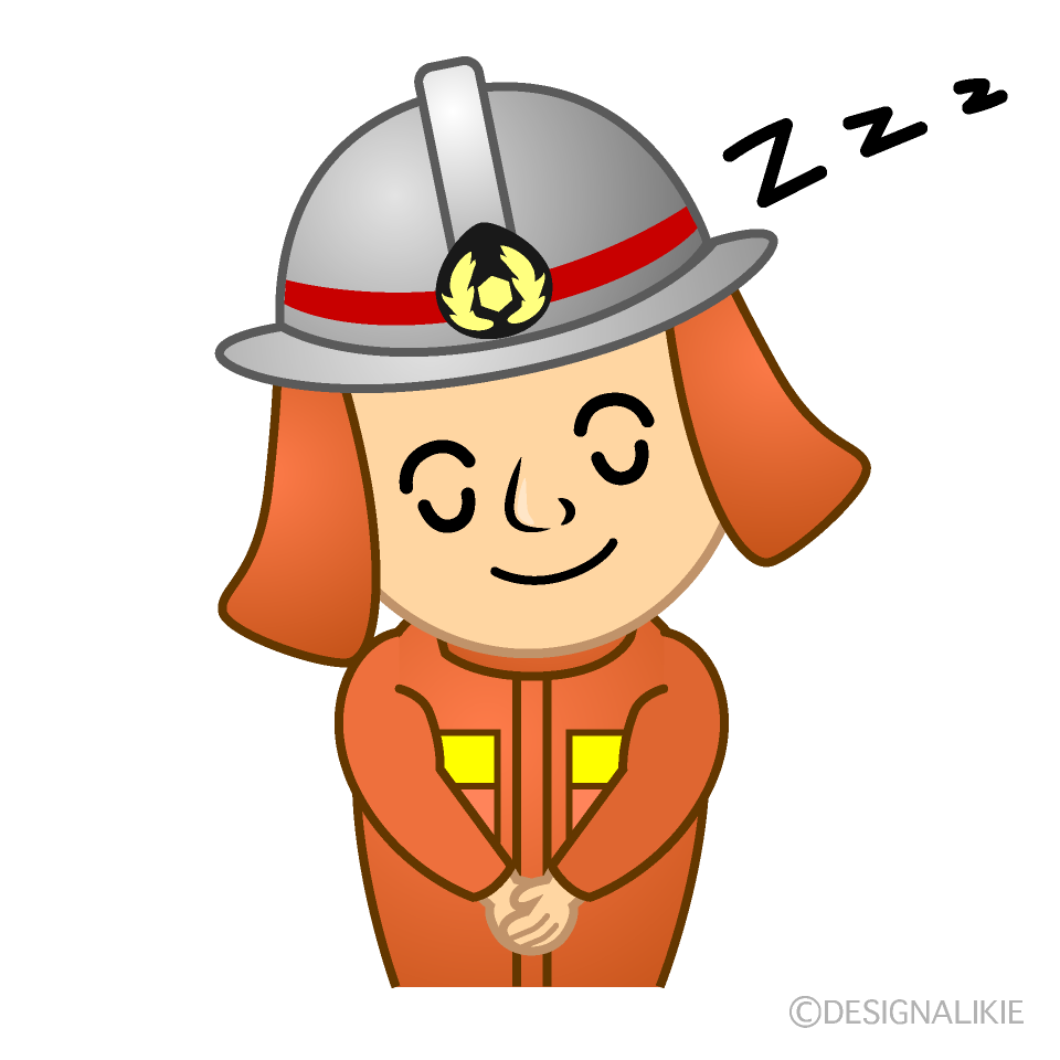 かわいい寝る消防士イラスト