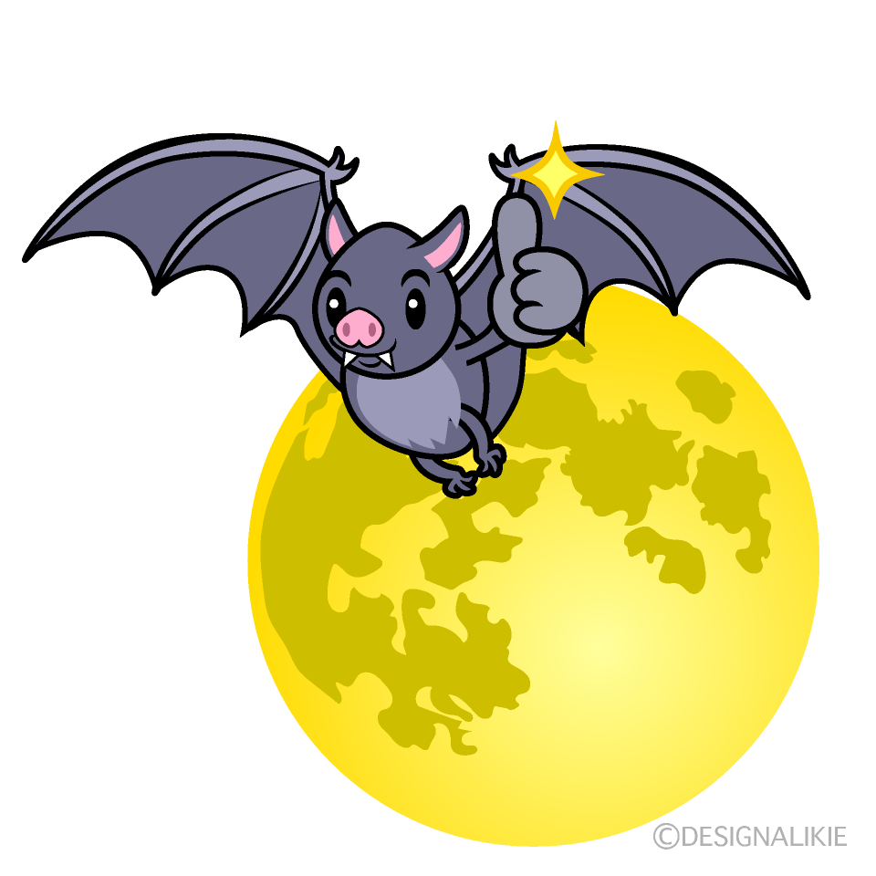 かわいいいいねするコウモリイラスト