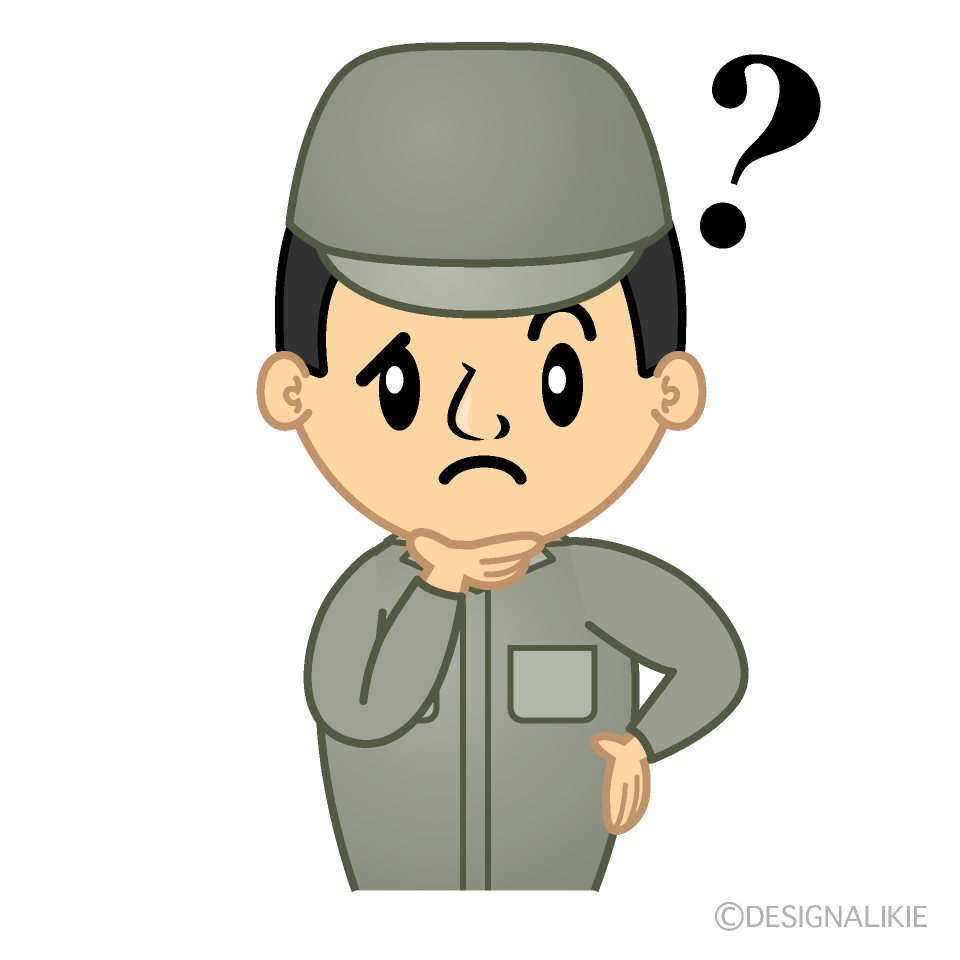 かわいい考える整備士イラスト