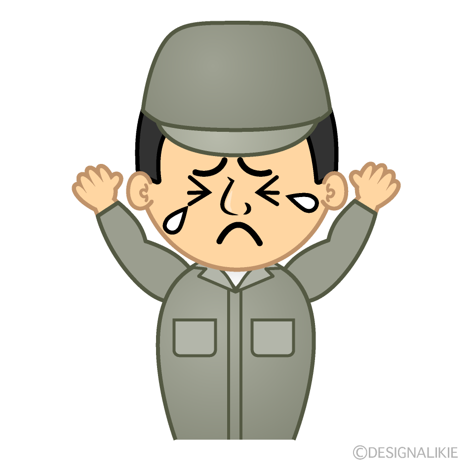 かわいい泣く整備士イラスト