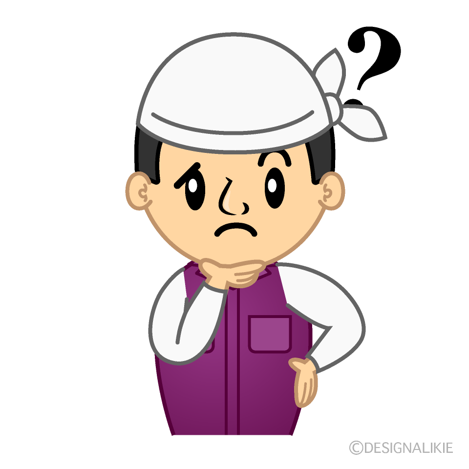 かわいい考える土木作業員イラスト