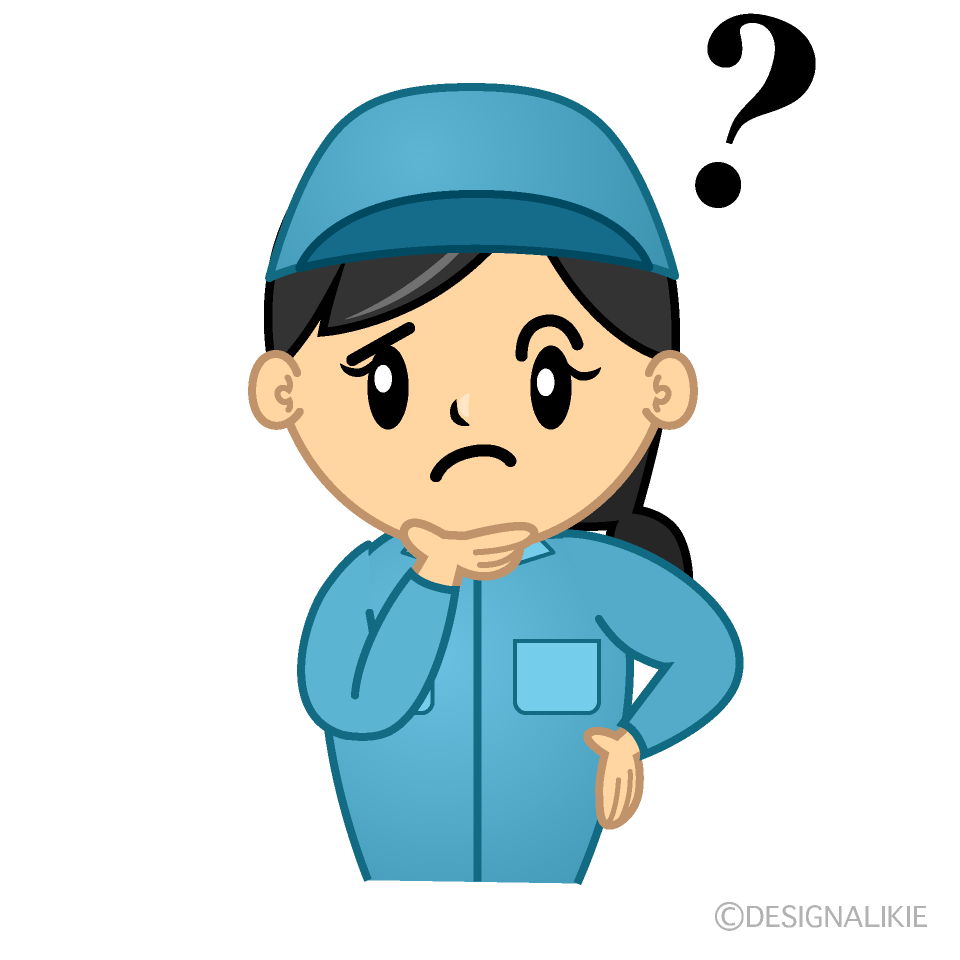 かわいい考える清掃員イラスト