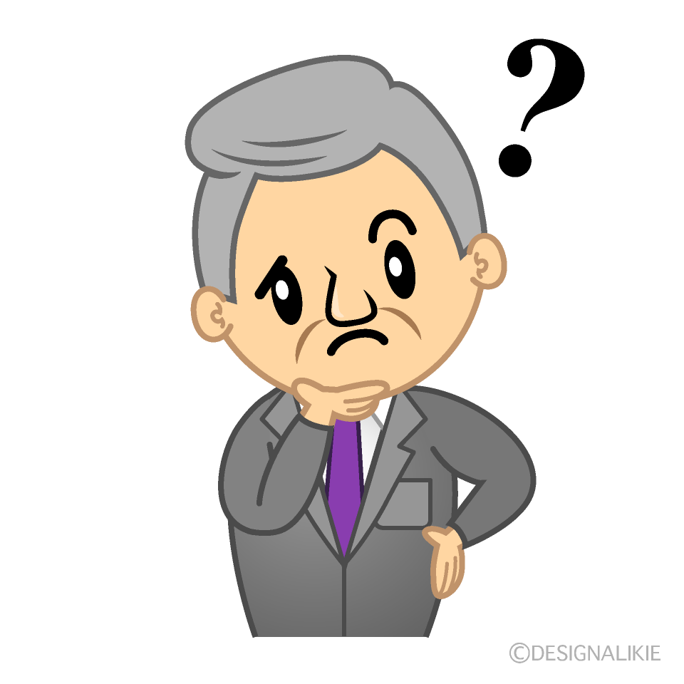 かわいい考える公務員イラスト