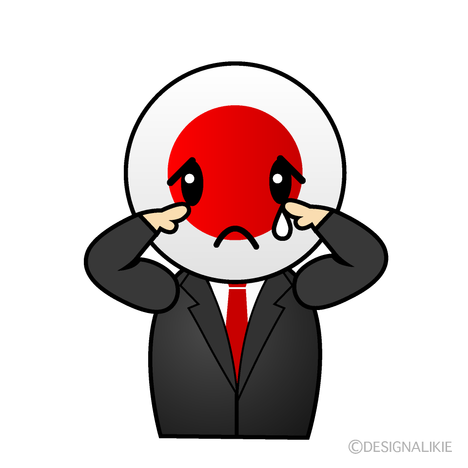かわいい悲しい日本人イラスト
