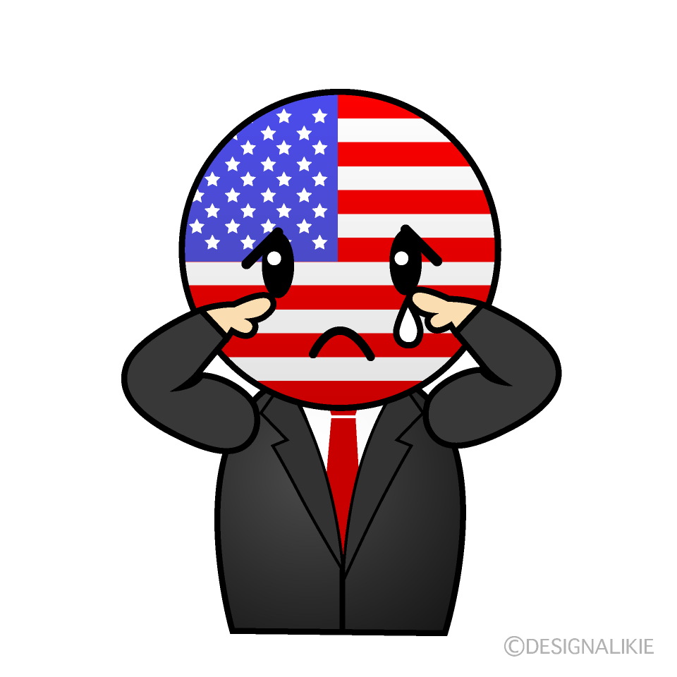 かわいい悲しいアメリカ人イラスト