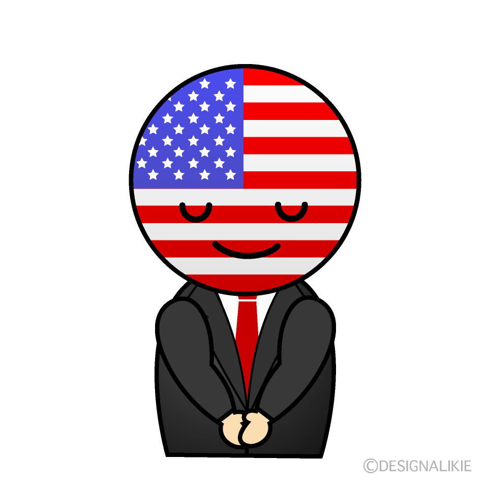 かわいいお辞儀するアメリカ人イラスト