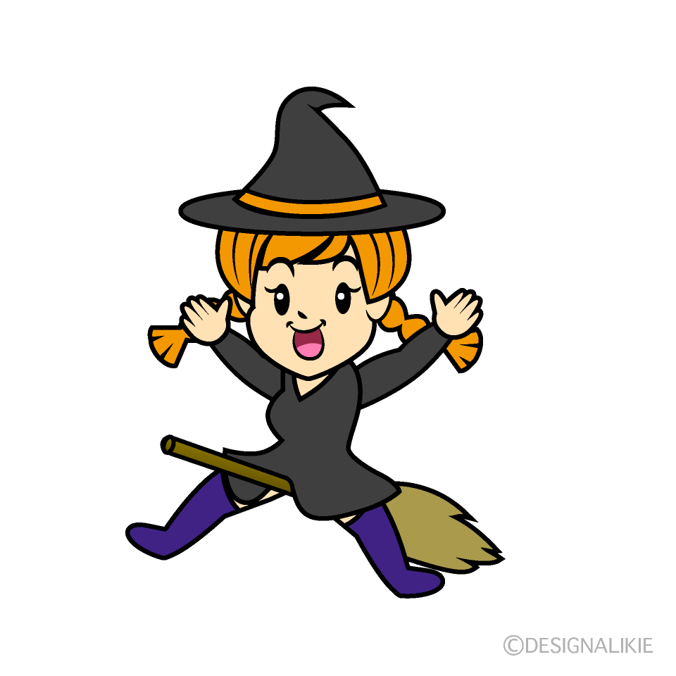 かわいい驚く魔女の少女イラスト